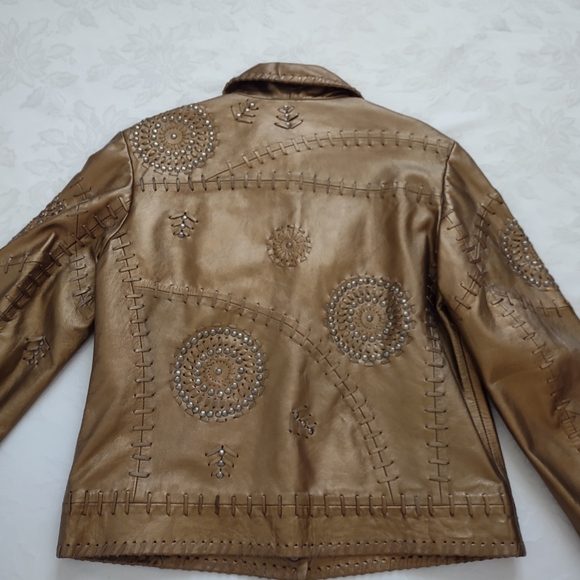 Studded leather Limited Edition jacket southwestern motif embellished - Picture 2 of 13